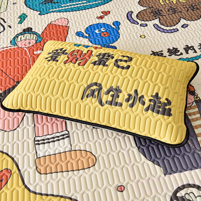 91家纺网 家纺一手货源 找家纺 炫拼家纺 2025新款凉感丝大版乳胶凉席三件套 爱财爱己