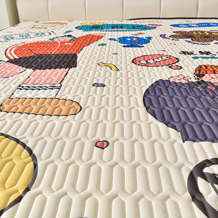 91家纺网 家纺一手货源 找家纺 炫拼家纺 2025新款凉感丝大版乳胶凉席三件套 爱财爱己