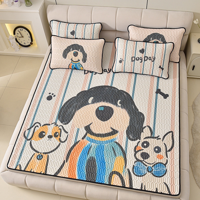 91家纺网 家纺一手货源 找家纺 炫拼家纺 2025新款凉感丝大版乳胶凉席三件套 狗狗队长