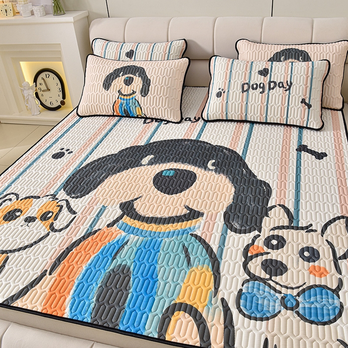 91家纺网 家纺一手货源 找家纺 炫拼家纺 2025新款凉感丝大版乳胶凉席三件套 狗狗队长