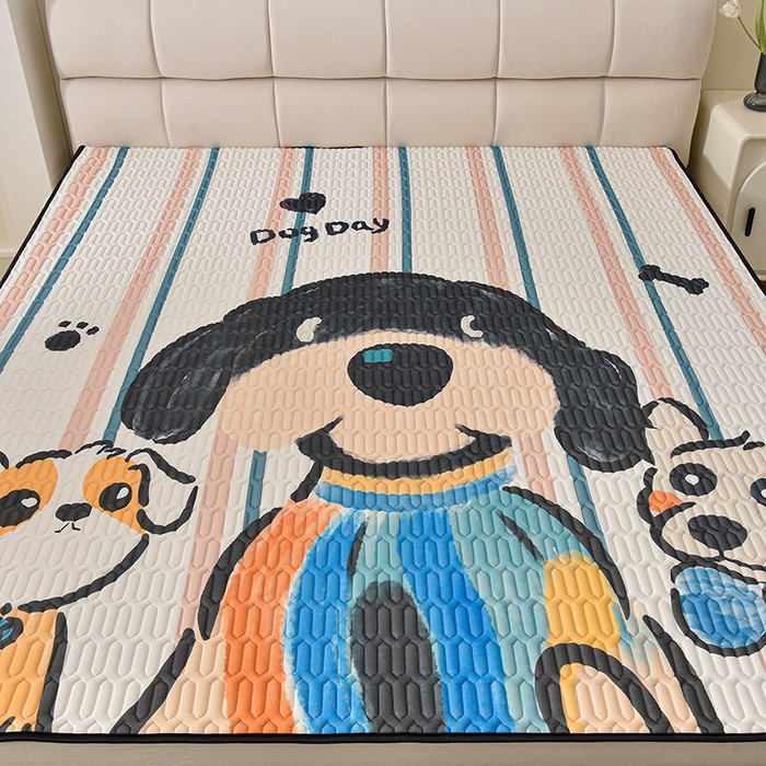 91家纺网 家纺一手货源 找家纺 炫拼家纺 2025新款凉感丝大版乳胶凉席三件套 狗狗队长