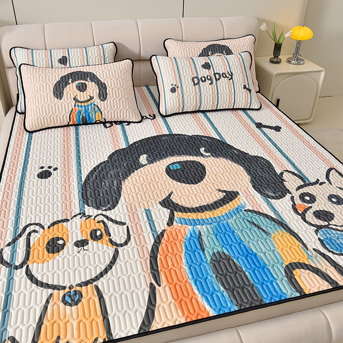 91家纺网 家纺一手货源 找家纺 炫拼家纺 2025新款凉感丝大版乳胶凉席三件套 狗狗队长