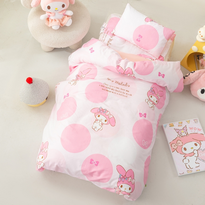 91家纺网 家纺一手货源 找家纺 博雅 2025新款三丽欧全棉纯棉幼儿园三套件宿舍三件套上下铺三件套 波点美乐蒂