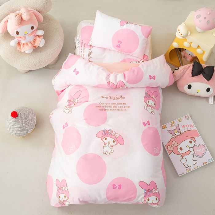 91家纺网 家纺一手货源 找家纺 博雅 2025新款三丽欧全棉纯棉幼儿园三套件宿舍三件套上下铺三件套 波点美乐蒂