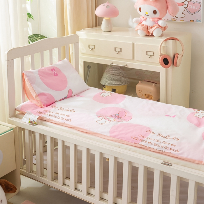 91家纺网 家纺一手货源 找家纺 博雅 2025新款三丽欧全棉纯棉幼儿园三套件宿舍三件套上下铺三件套 波点美乐蒂