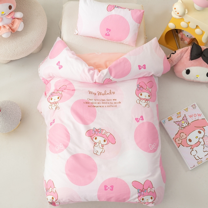 91家纺网 家纺一手货源 找家纺 博雅 2025新款三丽欧全棉纯棉幼儿园三套件宿舍三件套上下铺三件套 波点美乐蒂