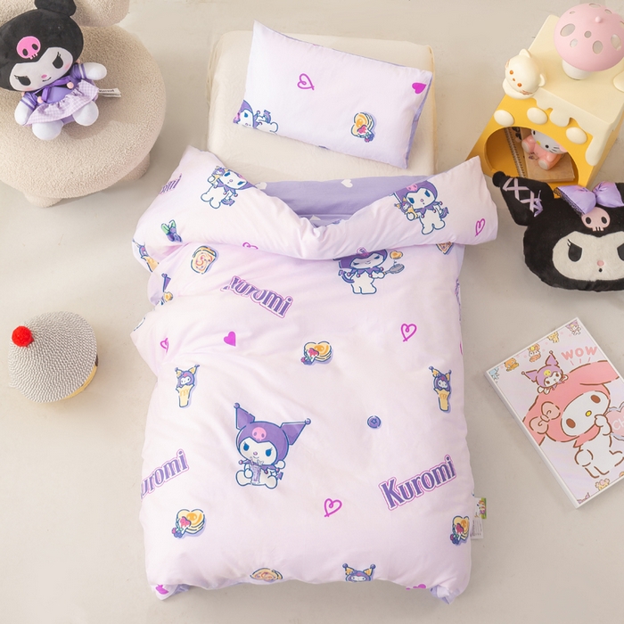 91家纺网 家纺一手货源 找家纺 博雅 2025新款三丽欧全棉纯棉幼儿园三套件宿舍三件套上下铺三件套 多彩库洛米