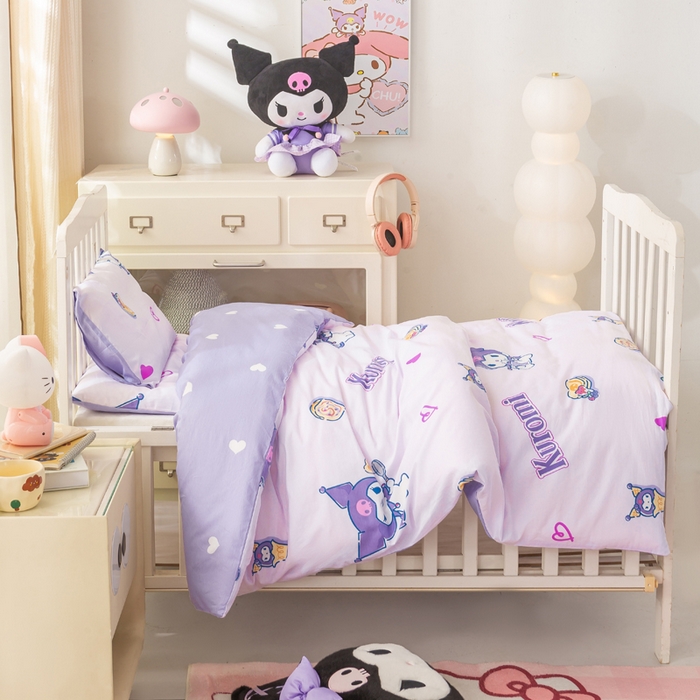 91家纺网 家纺一手货源 找家纺 博雅 2025新款三丽欧全棉纯棉幼儿园三套件宿舍三件套上下铺三件套 多彩库洛米