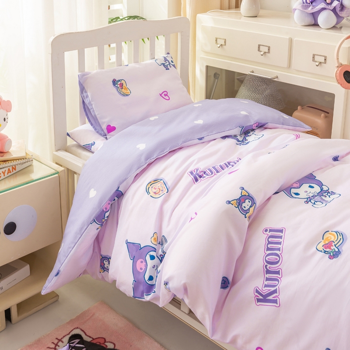 91家纺网 家纺一手货源 找家纺 博雅 2025新款三丽欧全棉纯棉幼儿园三套件宿舍三件套上下铺三件套 多彩库洛米