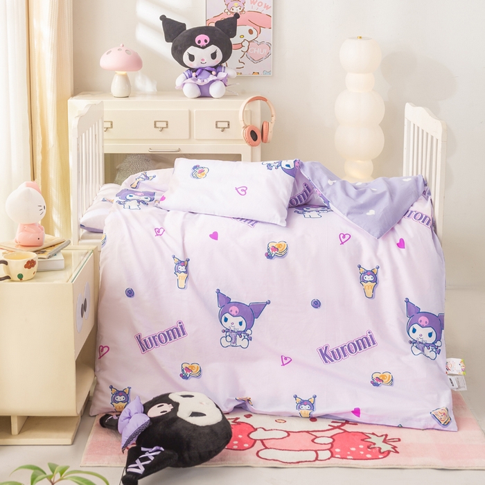 91家纺网 家纺一手货源 找家纺 博雅 2025新款三丽欧全棉纯棉幼儿园三套件宿舍三件套上下铺三件套 多彩库洛米