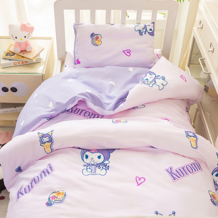 91家纺网 家纺一手货源 找家纺 博雅 2025新款三丽欧全棉纯棉幼儿园三套件宿舍三件套上下铺三件套 多彩库洛米