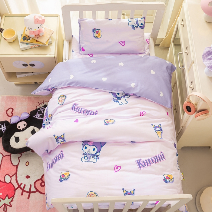 91家纺网 家纺一手货源 找家纺 博雅 2025新款三丽欧全棉纯棉幼儿园三套件宿舍三件套上下铺三件套 多彩库洛米