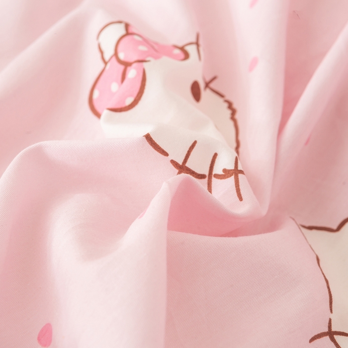 91家纺网 家纺一手货源 找家纺 博雅 2025新款三丽欧全棉纯棉幼儿园三套件宿舍三件套上下铺三件套 粉色蝴蝶结KT