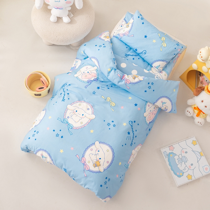 91家纺网 家纺一手货源 找家纺 博雅 2025新款三丽欧全棉纯棉幼儿园三套件宿舍三件套上下铺三件套 蓝色玉桂狗