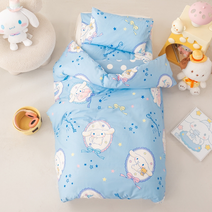 91家纺网 家纺一手货源 找家纺 博雅 2025新款三丽欧全棉纯棉幼儿园三套件宿舍三件套上下铺三件套 蓝色玉桂狗