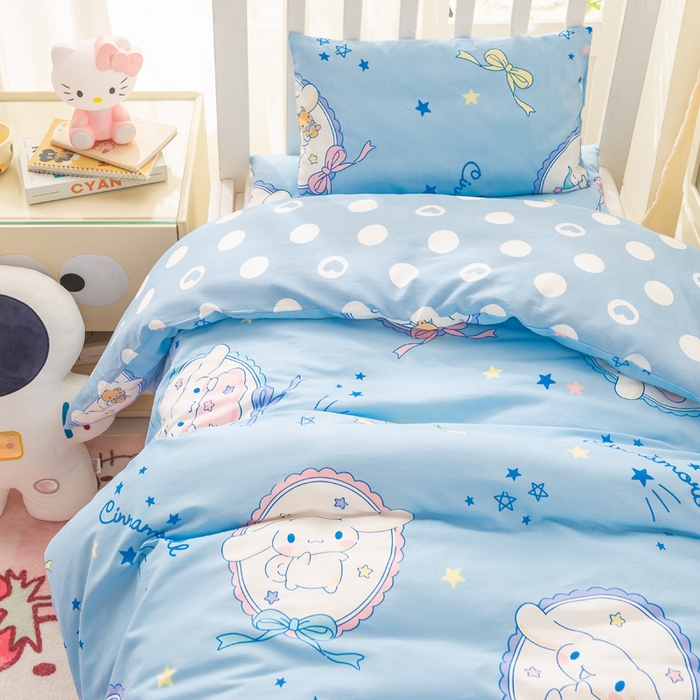 91家纺网 家纺一手货源 找家纺 博雅 2025新款三丽欧全棉纯棉幼儿园三套件宿舍三件套上下铺三件套 蓝色玉桂狗