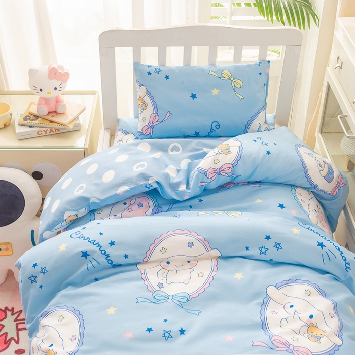 91家纺网 家纺一手货源 找家纺 博雅 2025新款三丽欧全棉纯棉幼儿园三套件宿舍三件套上下铺三件套 蓝色玉桂狗