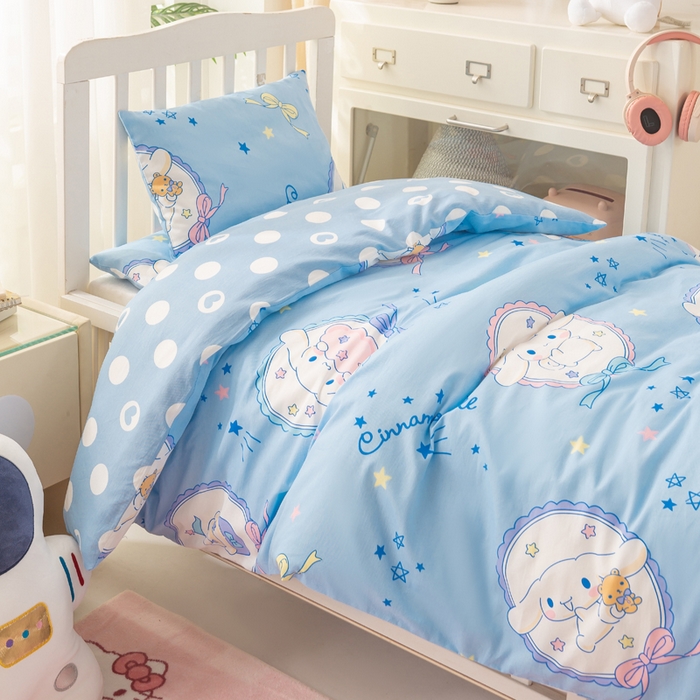 91家纺网 家纺一手货源 找家纺 博雅 2025新款三丽欧全棉纯棉幼儿园三套件宿舍三件套上下铺三件套 蓝色玉桂狗