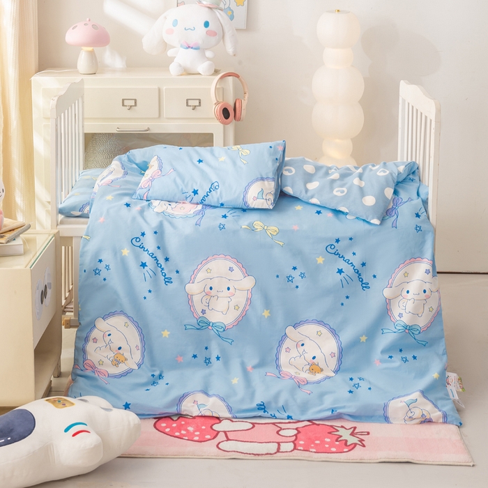 91家纺网 家纺一手货源 找家纺 博雅 2025新款三丽欧全棉纯棉幼儿园三套件宿舍三件套上下铺三件套 蓝色玉桂狗