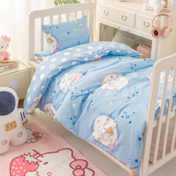 91家纺网 家纺一手货源 找家纺 博雅 2025新款三丽欧全棉纯棉幼儿园三套件宿舍三件套上下铺三件套 蓝色玉桂狗