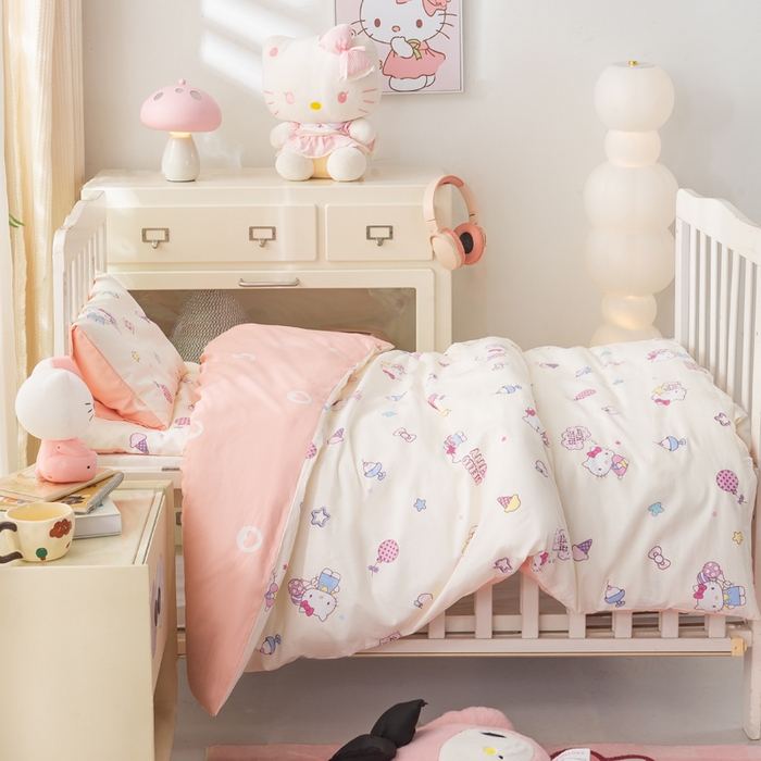 91家纺网 家纺一手货源 找家纺 博雅 2025新款三丽欧全棉纯棉幼儿园三套件宿舍三件套上下铺三件套 美美KT