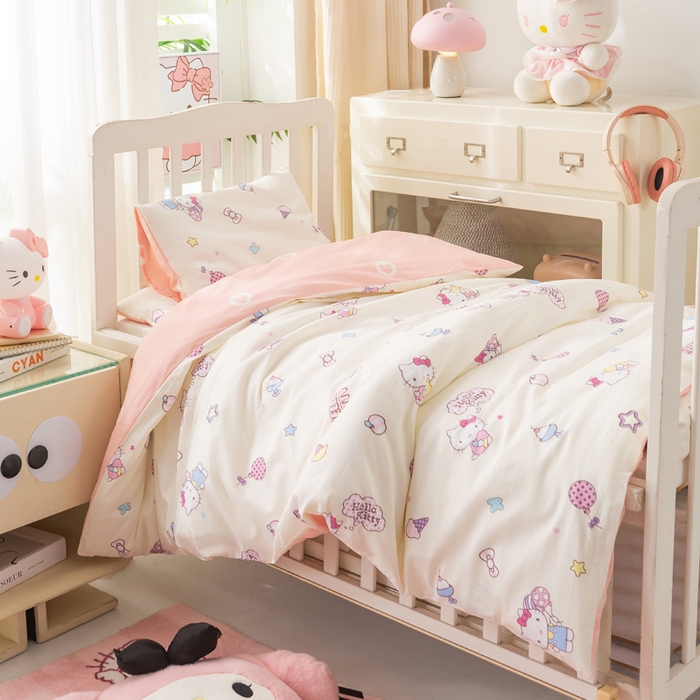 91家纺网 家纺一手货源 找家纺 博雅 2025新款三丽欧全棉纯棉幼儿园三套件宿舍三件套上下铺三件套 美美KT