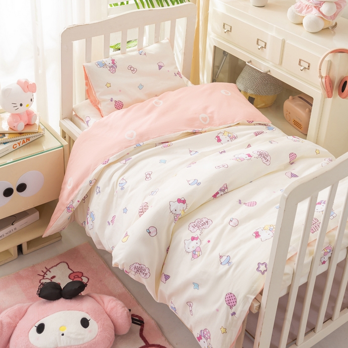 91家纺网 家纺一手货源 找家纺 博雅 2025新款三丽欧全棉纯棉幼儿园三套件宿舍三件套上下铺三件套 美美KT