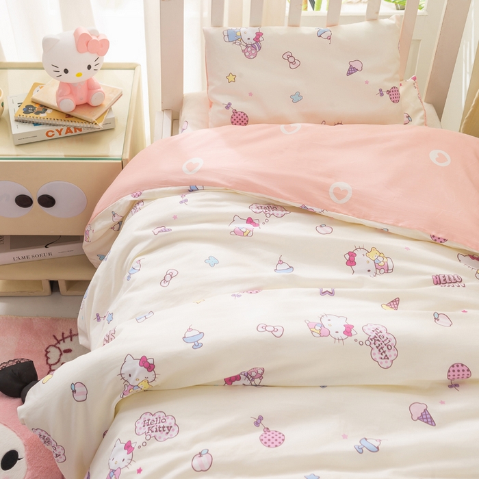 91家纺网 家纺一手货源 找家纺 博雅 2025新款三丽欧全棉纯棉幼儿园三套件宿舍三件套上下铺三件套 美美KT