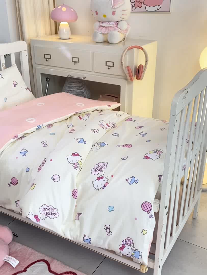 91家纺网 家纺一手货源 找家纺 博雅 2025新款三丽欧全棉纯棉幼儿园三套件宿舍三件套上下铺三件套 美美KT