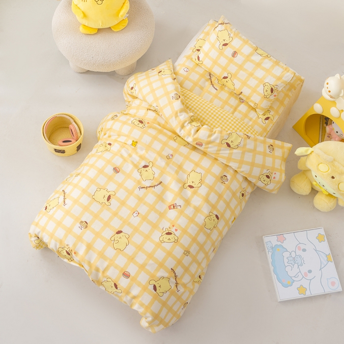 91家纺网 家纺一手货源 找家纺 博雅 2025新款三丽欧全棉纯棉幼儿园三套件宿舍三件套上下铺三件套 美食布丁狗