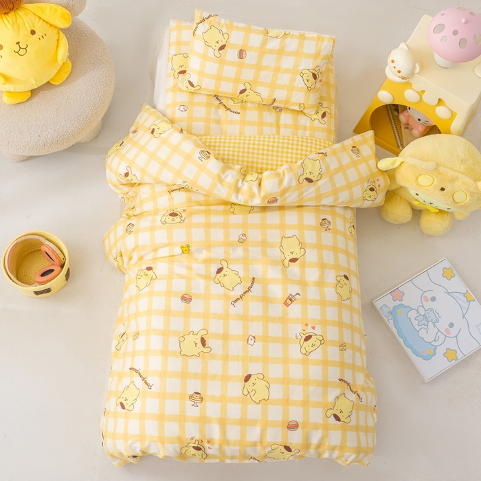 91家纺网 家纺一手货源 找家纺 博雅 2025新款三丽欧全棉纯棉幼儿园三套件宿舍三件套上下铺三件套 美食布丁狗