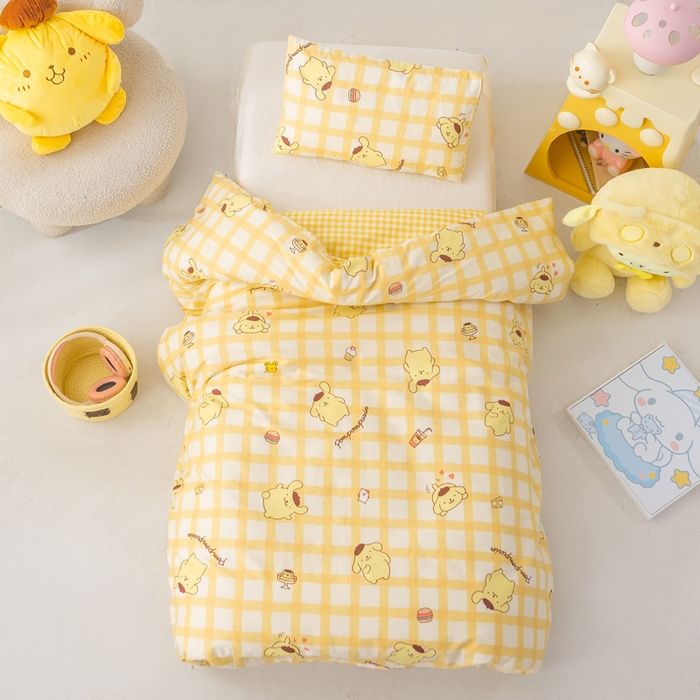 91家纺网 家纺一手货源 找家纺 博雅 2025新款三丽欧全棉纯棉幼儿园三套件宿舍三件套上下铺三件套 美食布丁狗