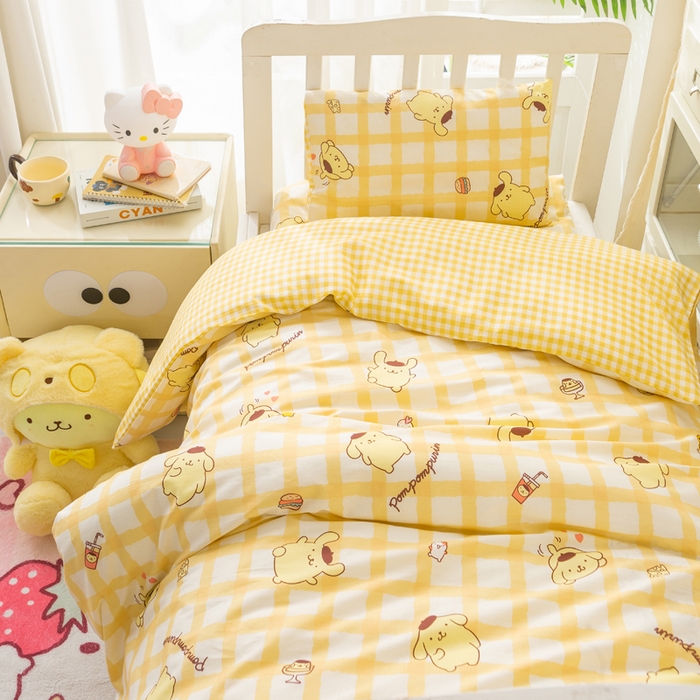 91家纺网 家纺一手货源 找家纺 博雅 2025新款三丽欧全棉纯棉幼儿园三套件宿舍三件套上下铺三件套 美食布丁狗