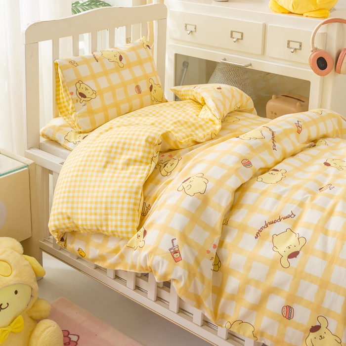 91家纺网 家纺一手货源 找家纺 博雅 2025新款三丽欧全棉纯棉幼儿园三套件宿舍三件套上下铺三件套 美食布丁狗