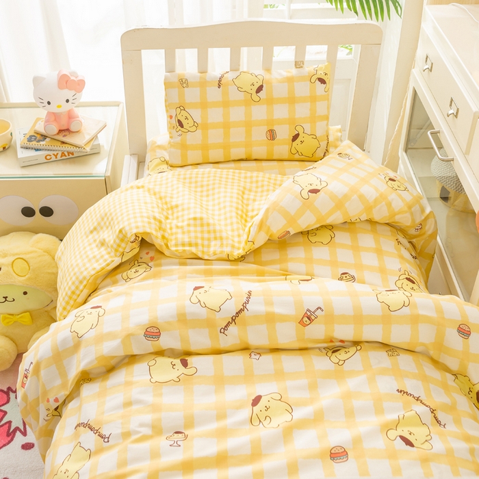 91家纺网 家纺一手货源 找家纺 博雅 2025新款三丽欧全棉纯棉幼儿园三套件宿舍三件套上下铺三件套 美食布丁狗