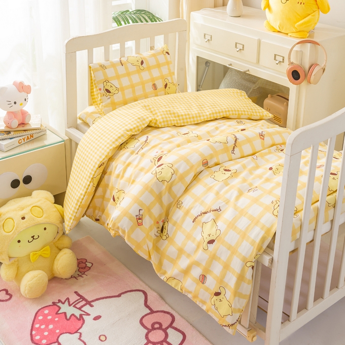 91家纺网 家纺一手货源 找家纺 博雅 2025新款三丽欧全棉纯棉幼儿园三套件宿舍三件套上下铺三件套 美食布丁狗