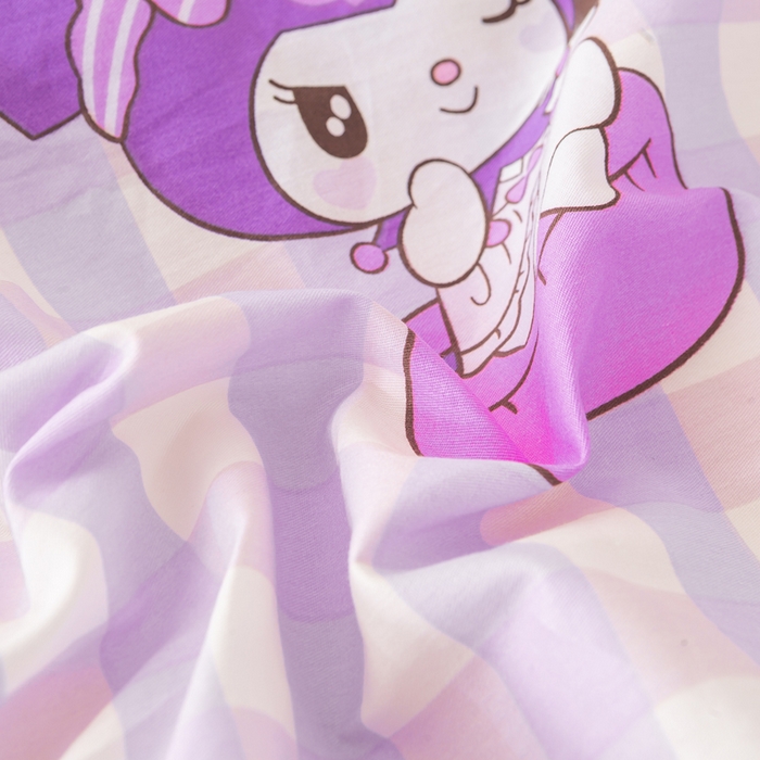 91家纺网 家纺一手货源 找家纺 博雅 2025新款三丽欧全棉纯棉幼儿园三套件宿舍三件套上下铺三件套 小方格库洛米