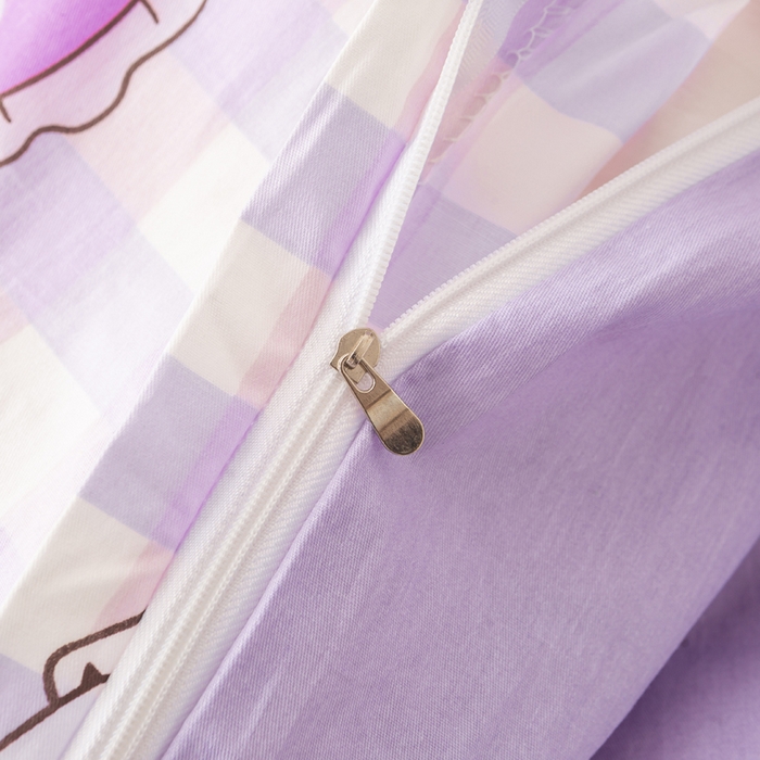 91家纺网 家纺一手货源 找家纺 博雅 2025新款三丽欧全棉纯棉幼儿园三套件宿舍三件套上下铺三件套 小方格库洛米