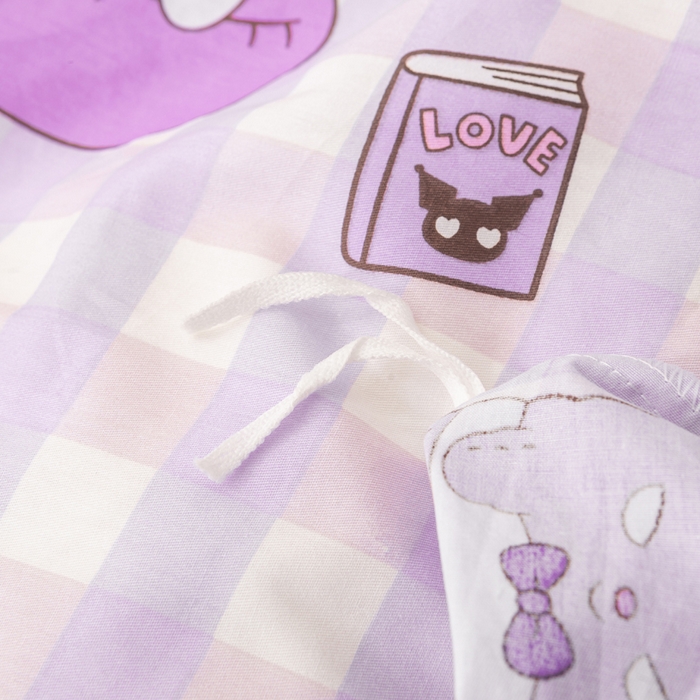 91家纺网 家纺一手货源 找家纺 博雅 2025新款三丽欧全棉纯棉幼儿园三套件宿舍三件套上下铺三件套 小方格库洛米