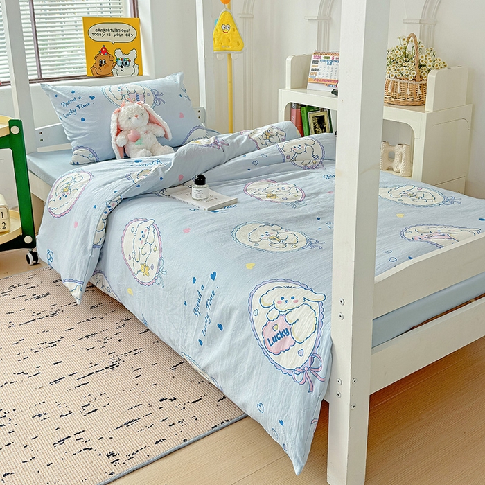 91家纺网 家纺一手货源 找家纺 曼陀罗2025新款超柔云朵棉学生宿舍上下铺三件套 欢乐狗狗