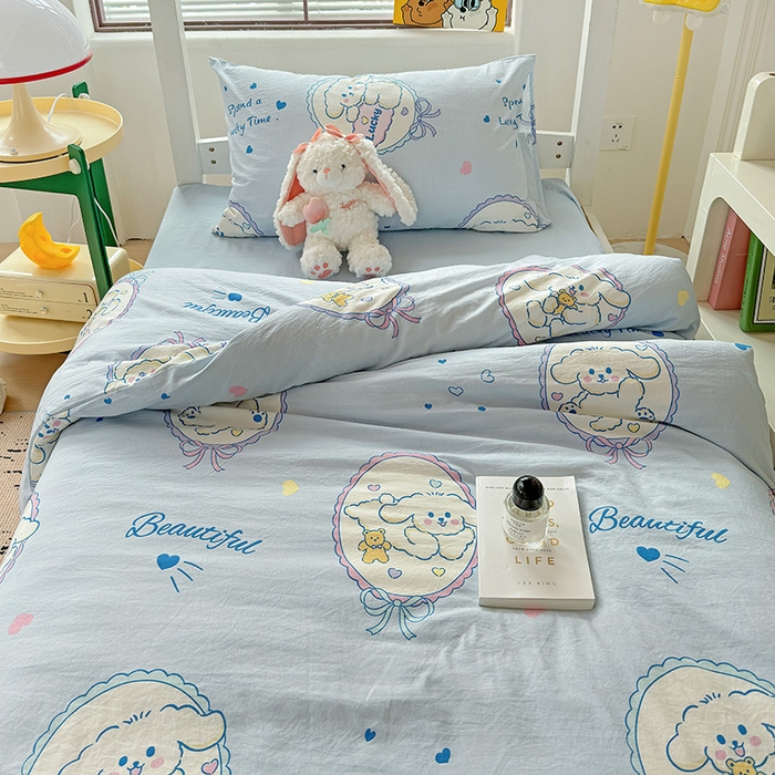 91家纺网 家纺一手货源 找家纺 曼陀罗2025新款超柔云朵棉学生宿舍上下铺三件套 欢乐狗狗