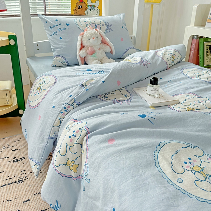 91家纺网 家纺一手货源 找家纺 曼陀罗2025新款超柔云朵棉学生宿舍上下铺三件套 欢乐狗狗