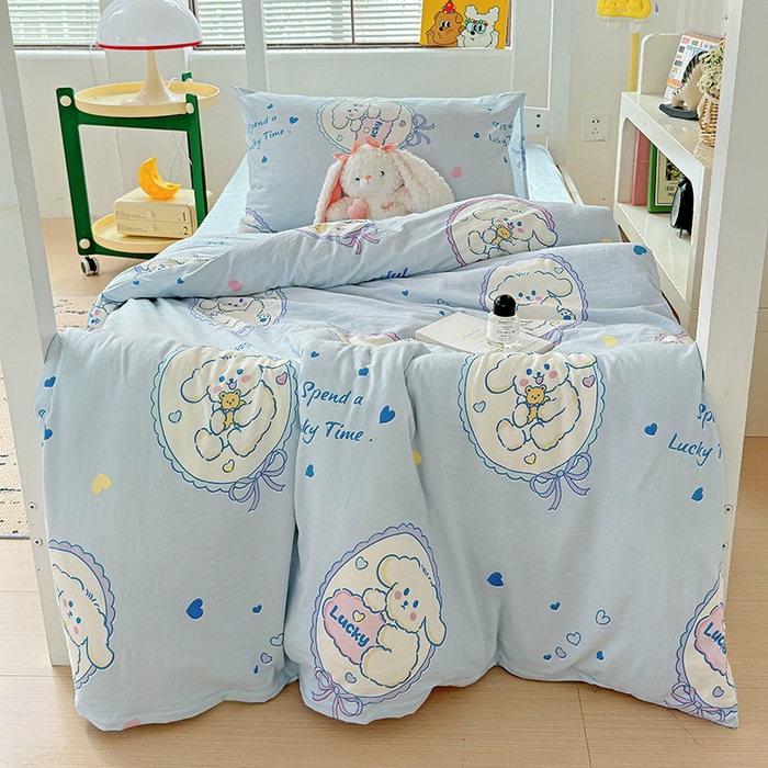 91家纺网 家纺一手货源 找家纺 曼陀罗2025新款超柔云朵棉学生宿舍上下铺三件套 欢乐狗狗