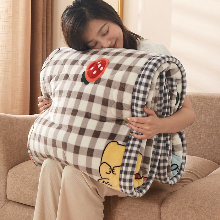 （总）云木里 2025新款A版牛奶绒B版菠萝格夹棉绗绣三层毯盖毯毯子