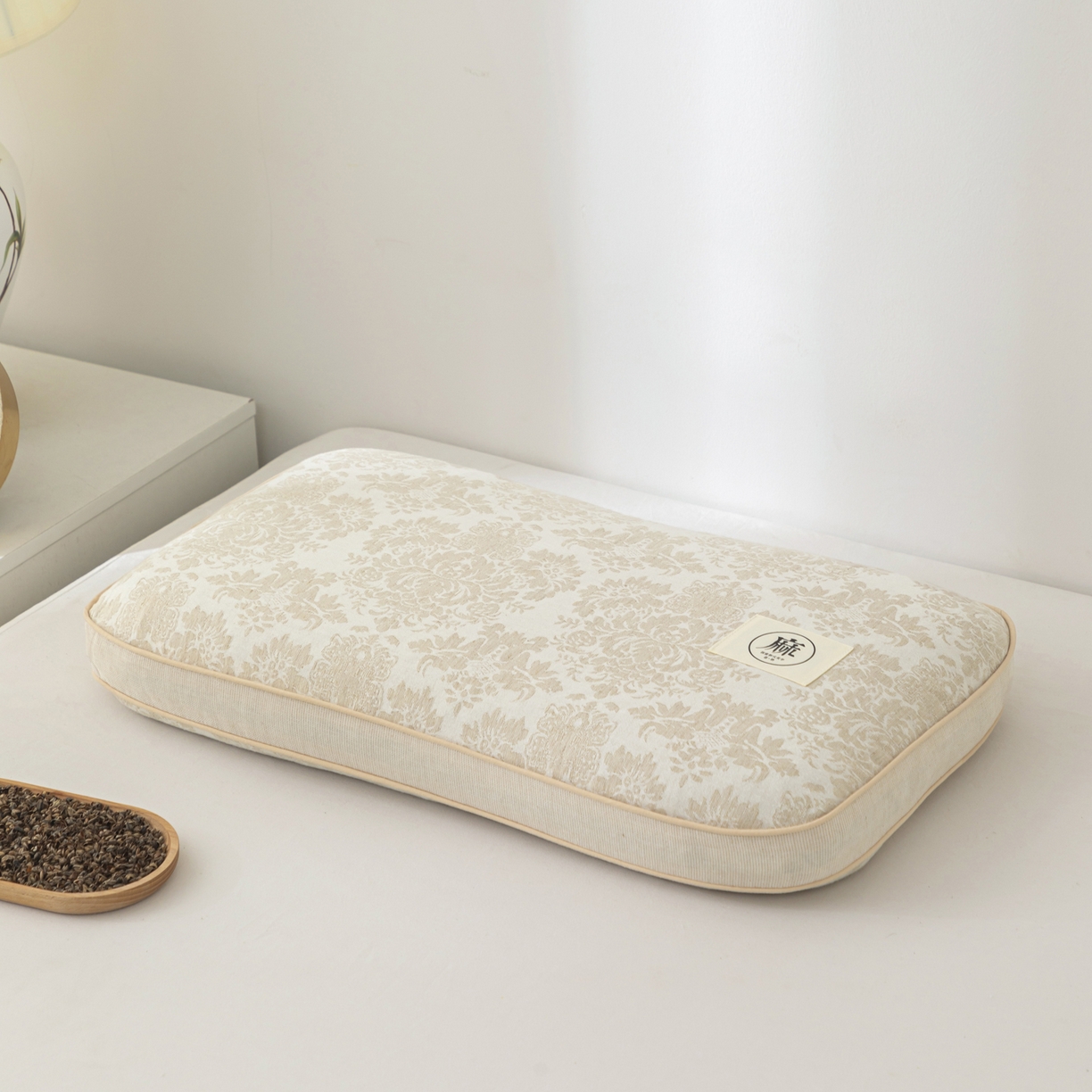 大熊枕芯 2025新款亚麻棉麻荞麦护颈枕全荞麦壳枕头枕芯 桑染