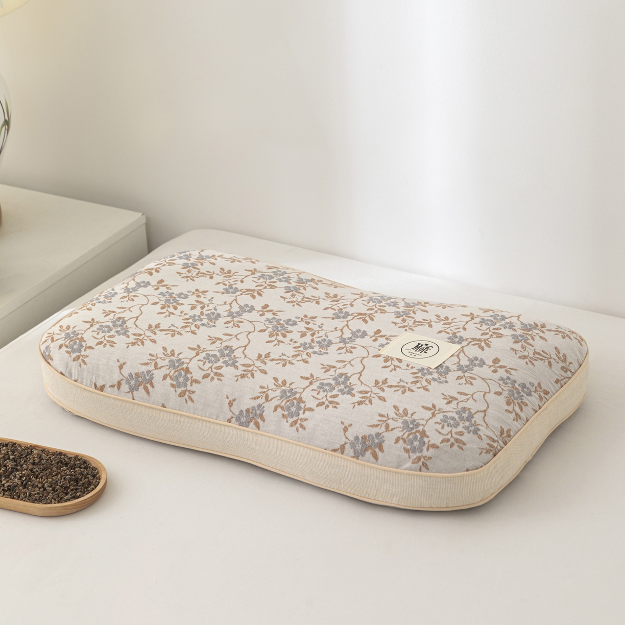 大熊枕芯 2025新款亚麻棉麻荞麦护颈枕全荞麦壳枕头枕芯 蒸栗