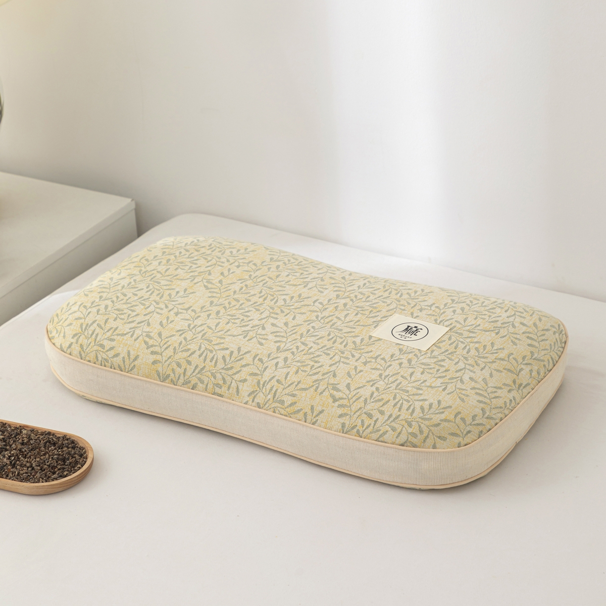 91家纺网 家纺一手货源 找家纺 大熊枕芯 2025新款亚麻棉麻荞麦护颈枕全荞麦壳枕头枕芯 青白橡