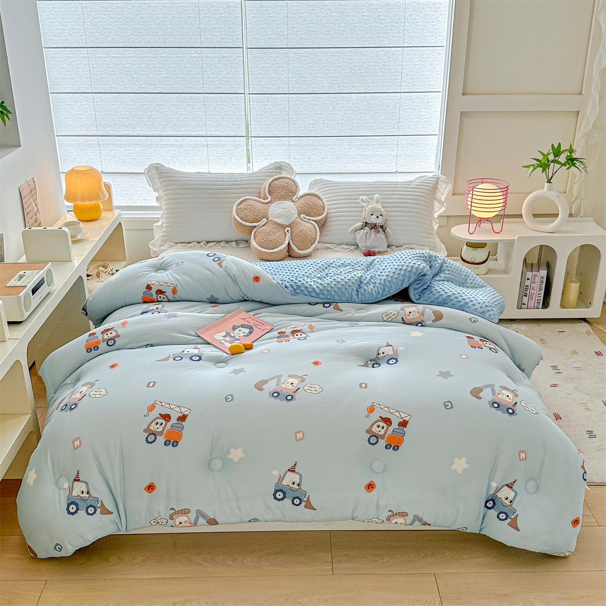 91家纺网 家纺一手货源 找家纺 优被业 2025新款A类牛奶丝针织棉豆豆被 大豆被 冬被 被子被芯 工程车队