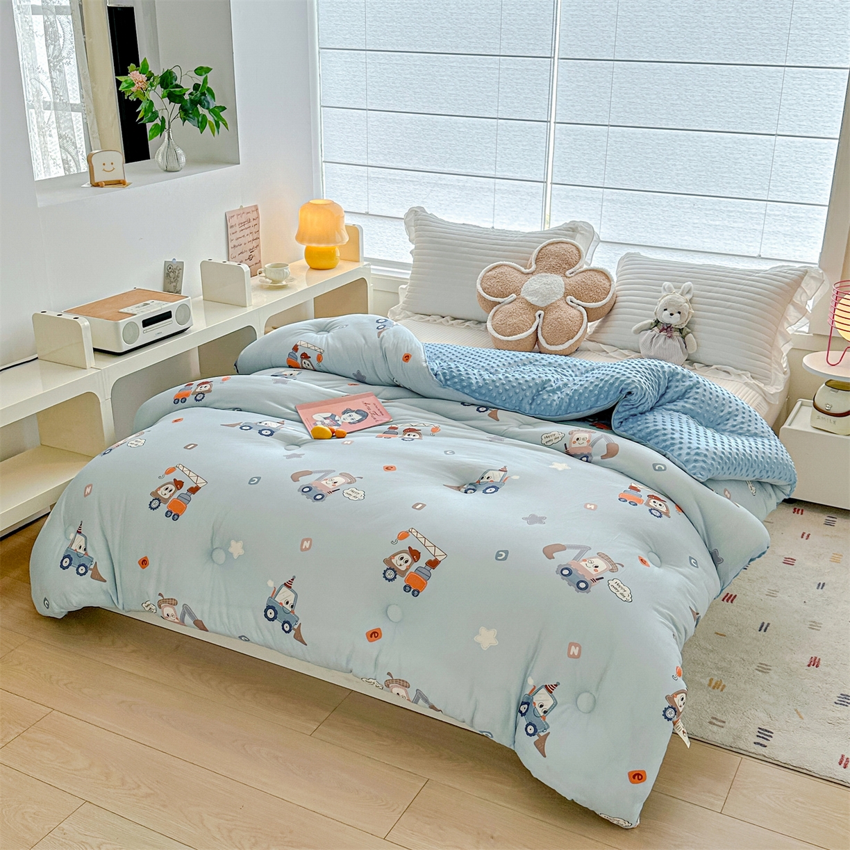 91家纺网 家纺一手货源 找家纺 优被业 2025新款A类牛奶丝针织棉豆豆被 大豆被 冬被 被子被芯 工程车队