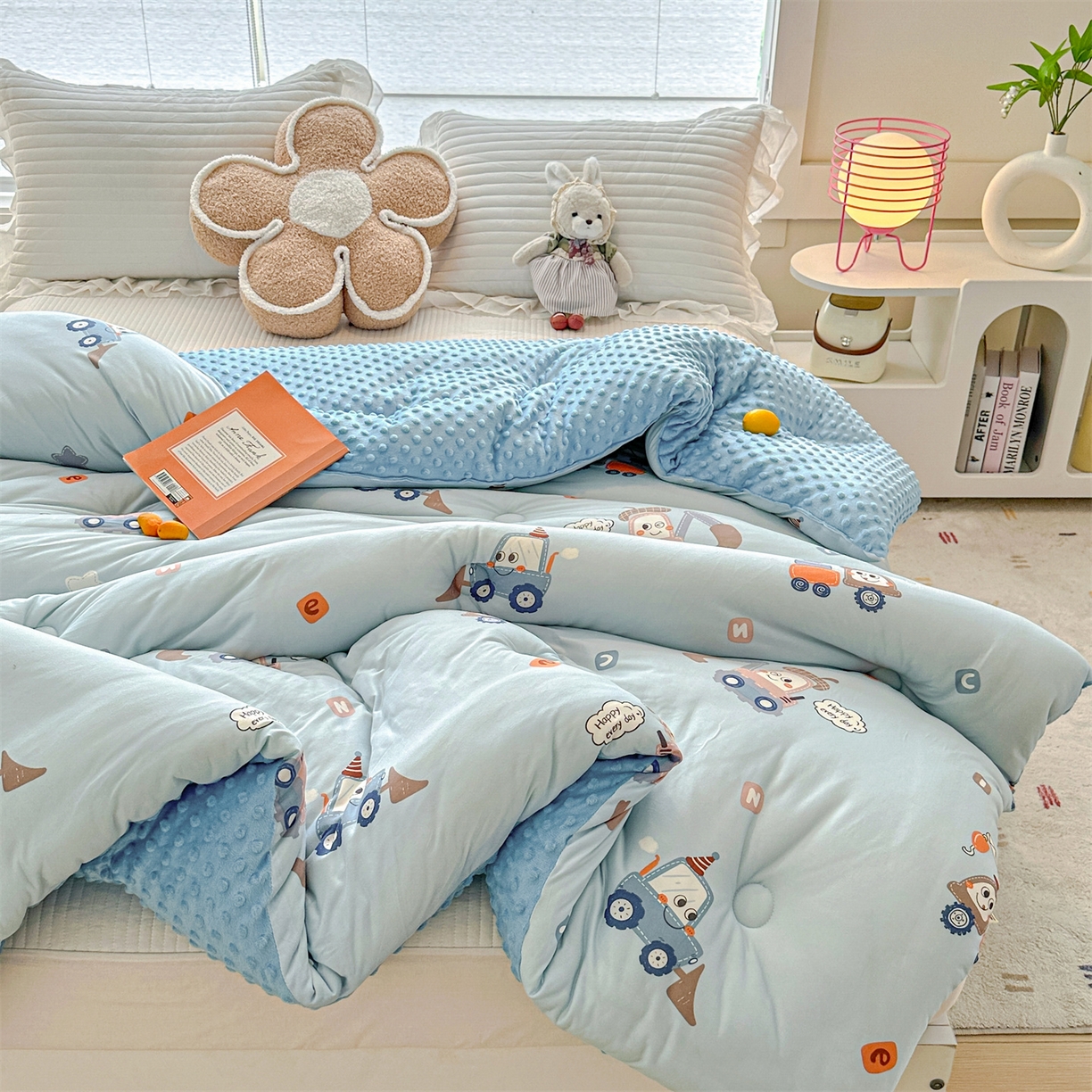 91家纺网 家纺一手货源 找家纺 优被业 2025新款A类牛奶丝针织棉豆豆被 大豆被 冬被 被子被芯 工程车队